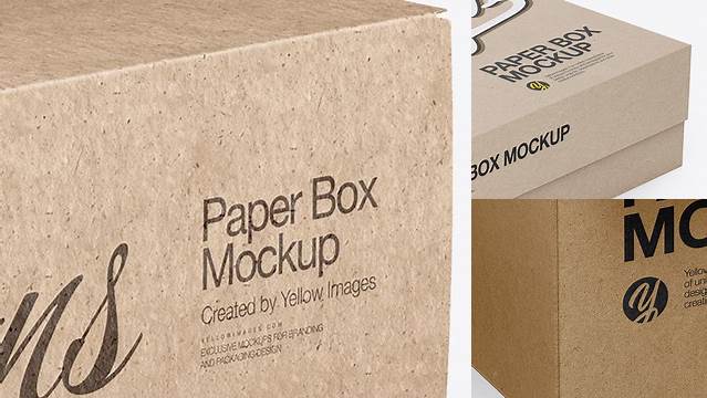 8933+ Matte Kraft Box PSD Mockup Half Side View High-Angle Shot For Free Download