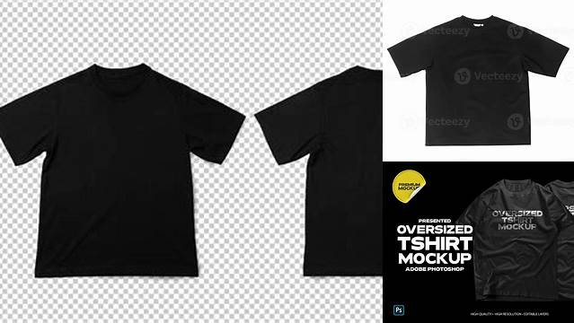 8939+ Oversized Black T Shirt Mockup Include TIFF