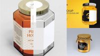 8940+ Pure Honey Jar PSD Mockup High-Angle Shot Elegant Photoshop Mockup