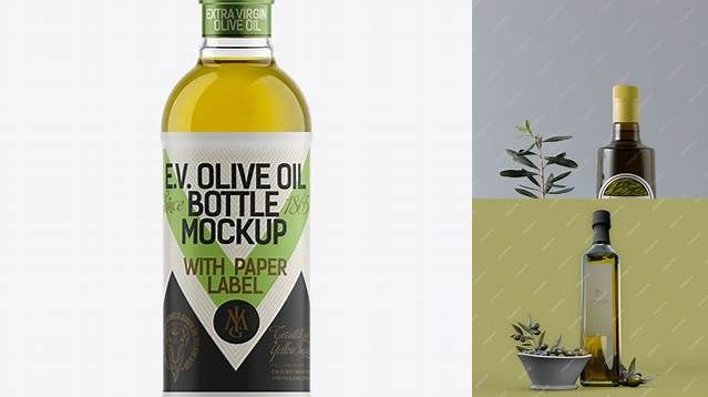 8941+ 500ml Flint Glass Olive Oil Bottle PSD Mockup Fully Editable PSD Template