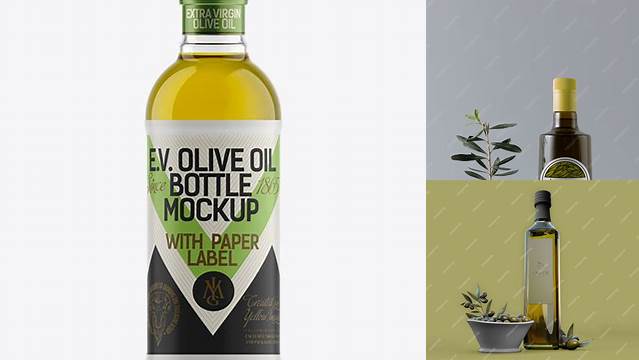 8941+ 500ml Flint Glass Olive Oil Bottle PSD Mockup Fully Editable PSD Template