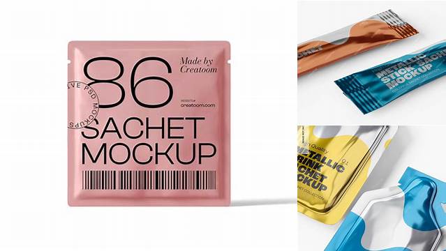 8941+ Metallic Stick Sachet PSD Mockup Front View PSD Free Download