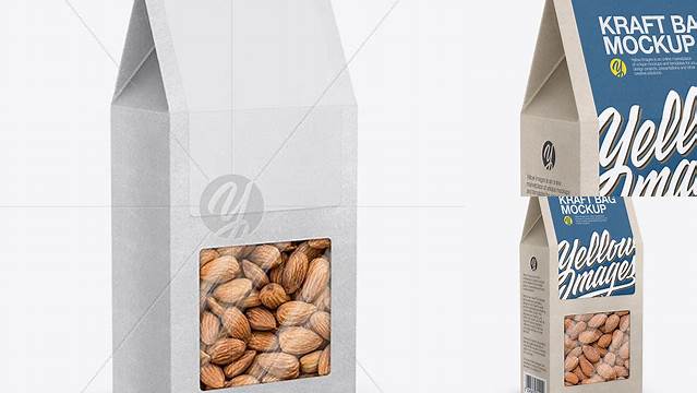 8944+ Kraft Paper Box with Almonds Half Side View Smart Object Free Photoshop File