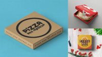 8946+ Pizza Kraft Box PSD Mockup Front View Elegant PSD Mockup