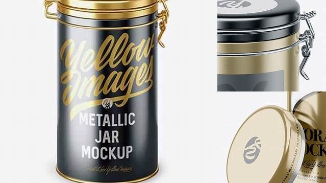 8949+ Metallic Jar PSD Mockup High-Angle Shot Editable Photoshop Free Mockup