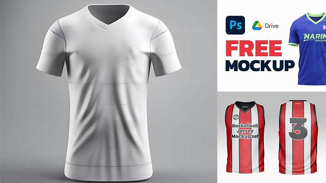 8952+ V-neck Jersey Mockup Free Layered PSD File Free Download