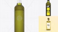 8953+ 750ml Green Glass Olive Oil Bottle PSD Mockup Smart Design Template Free