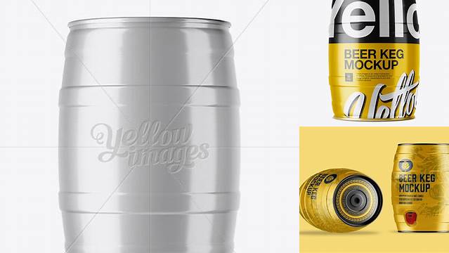 8958+ 5L Beer Keg PSD Mockup Back View Eye-Level Shot Advanced Photoshop Template