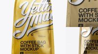 8959+ Metallic Coffee Bag With Valve PSD Mockup Hero Shot Professional Photoshop Design Freebie