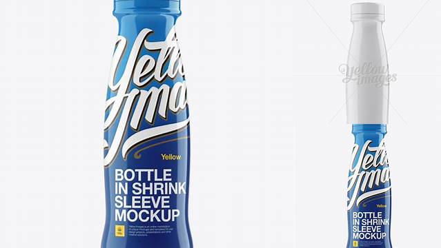 8960+ 350 ml Plastic Bottle In Shrink Sleeve PSD Mockup Exclusive PSD Design Freebie