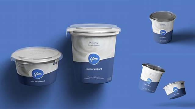 8960+ Yogurt Packaging PSD Mockup Half-Side View Free Professional PSD Download