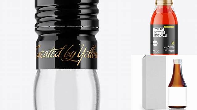 8963+ Clear Glass Dark Syrup Bottle PSD Mockup Creative Free Photoshop Template