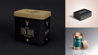 8964+ Metallic Tin Can Box PSD Mockup Custom Mockup PSD for Free