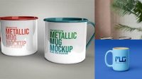 8966+ Metallic Mug with Cap PSD Mockup Front View High-End PSD Download