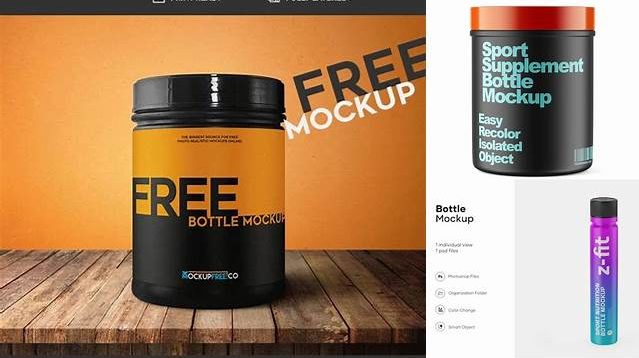 8967+ Glossy Plastic Sport Nutrition Bottle PSD Mockup Front View High-Angle Shot Advanced Photoshop Template