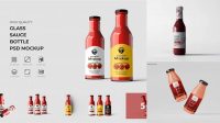 8969+ Plastic Bottle with Sauce in Shrink Sleeve PSD Mockup Fully Layered Photoshop Freebie