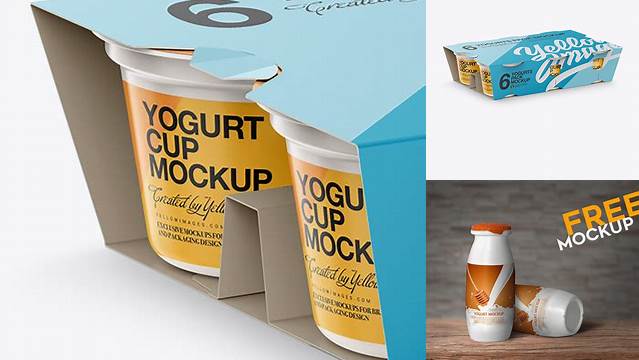 8969+ Yogurt 6 Pack PSD Mockup Half Side View Creative Digital PSD Download