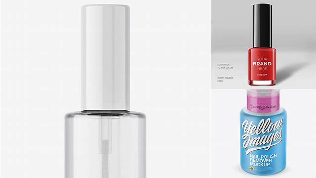 8970+ Nail Polish Remover Bottle PSD Mockup Front View Photoshop PSD Free for Designers