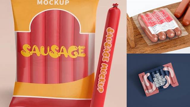 8971+ Flow Pack With Sausage PSD Mockup Creative Digital PSD Download