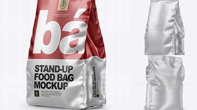 8972+ Matte Metallic Stand-up Bag PSD Mockup Half Side View Download Customizable PSD