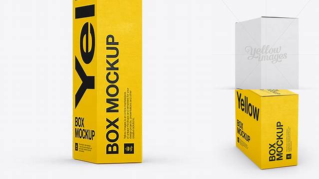 8973+ White Paper Box PSD Mockup 70° Angle Front View Eye-Level Shot Free PSD for Designers