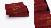 8975+ Opened Velvet Box PSD Mockup High-Angle Shot Advanced Free Graphic Template