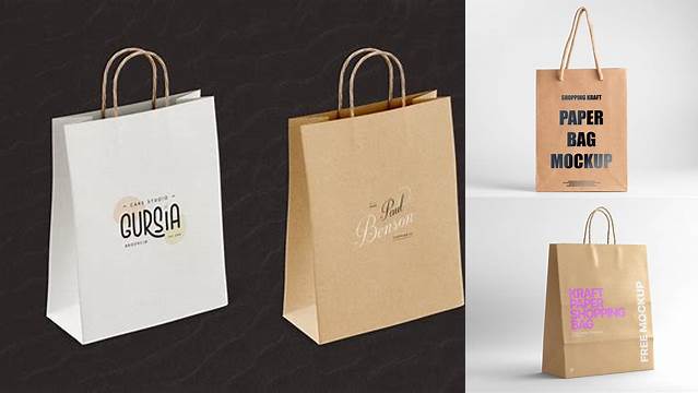 8977+ Kraft Bag PSD Mockup Front View Editable and Customizable PSD