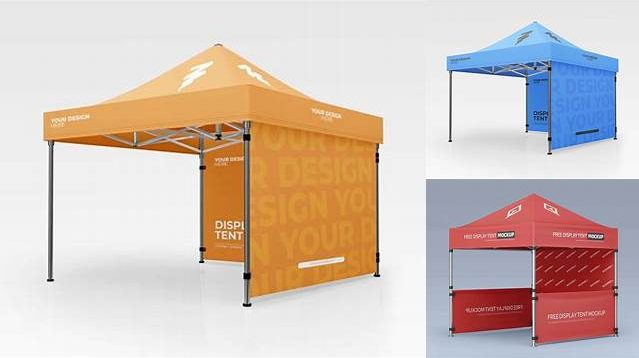 8980+ Display Tent with One Wall PSD Mockup Half Side View Premium Quality PSD Freebie