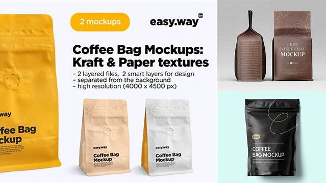 8984+ Coffee Bag PSD Mockup / Front View Stylish PSD for Free