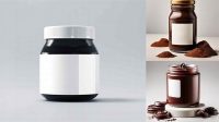 8985+ Clear Glass Jar with Chocolate Paste PSD Mockup Download Free