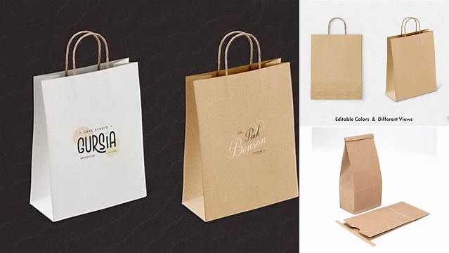 8986+ Kraft Paper Bag with a Paper Tin-Tie PSD Mockup Front View Advanced Editable PSD