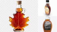 8987+ Glass Maple Syrup Bottle PSD Mockup Include TIFF