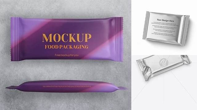 8987+ Metallic Snack Bar PSD Mockup Top View PSD for Creative Projects