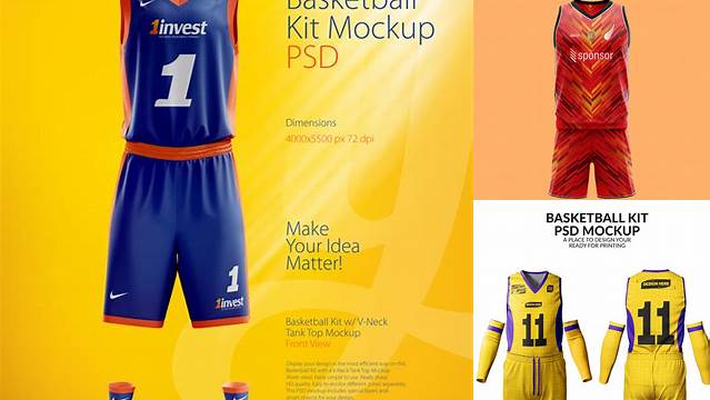 8988+ Women’s Basketball Kit PSD Mockup Back View Unique and Creative Free PSD File