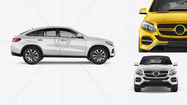 8989+ Mercedes-Benz GLE Coupe 2016 PSD Mockup Top view Smart Object Free Photoshop File