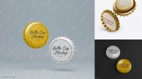 8990+ Two Metallic Bottle Caps PSD Mockup Half Side View High-Angle Shot Free Downloadable Graphic Resource