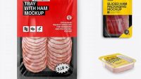 8991+ Plastic Tray with Sliced Ham PSD Mockup Download Free PSD