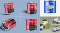 8993+ Matte Paint Cans PSD Mockup Elegant Free Template