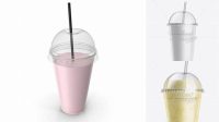 8995+ Milkshake Cup With Straw Smart Object PSD Template