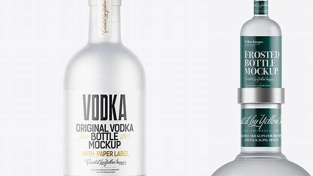 8996+ 700ml Frosted Glass Vodka Bottle PSD Mockup Downloadable PSD Design Template