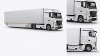 8998+ Mercedes Trailer PSD Mockup Half Side View Customizable Design Files