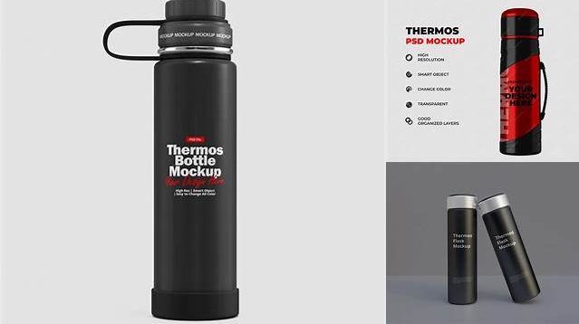 900+ 1L Matte Thermos PSD Mockup Advanced Editable PSD