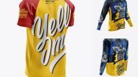 900+ Men’s MTB Trail Jersey PSD Mockup Back Half Side View Photoshop Resource Free