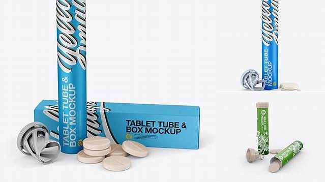 9000+ Opened Matte Tube With Tablets PSD Mockup Front View Exclusive Free Photoshop Mockup