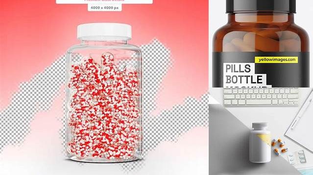 9004+ Red Bottle With Capsules PSD Mockup Advanced Free Graphic Template