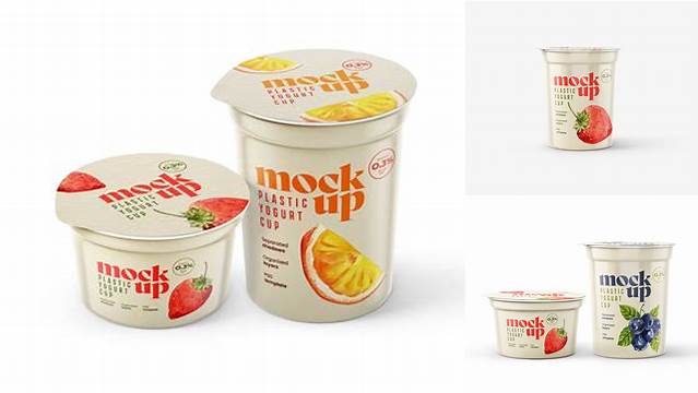 9009+ Cup with Strawberry Yogurt and Muesli PSD Mockup Versatile PSD Mockup File