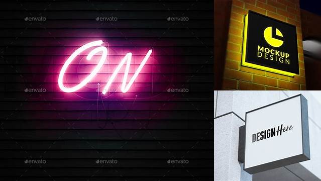 9009+ Neon Box Mockup Free Easy Editable