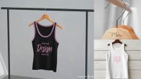 901+ ?rumpled Tank Top On Hanger PSD Mockup High Resolution