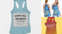 9010+ Women's Racerback Tank Top PSD Mockup Back Half Side View Editable Photoshop Template Freebie