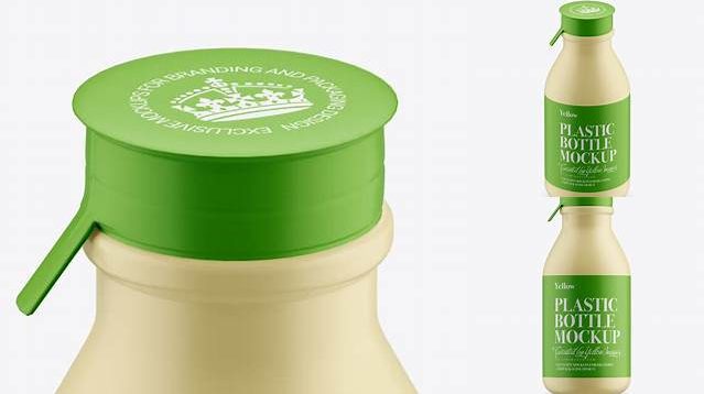 9011+ Matte Medium Plastic Dairy Bottle PSD Mockup High-Angle Shot Editable Photoshop File